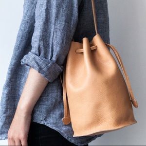 Baggu OG leather bucket bag natural